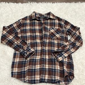 Tailor Vintage Navy and Brown Plaid Shirt